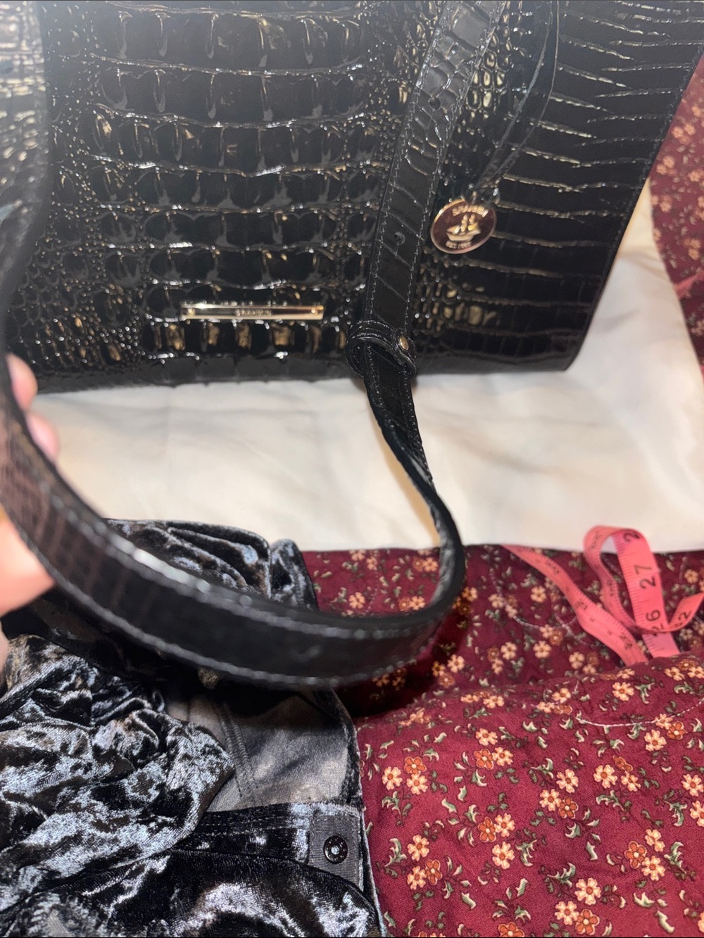 Brahmin Black Croc-Embossed Patent Tote - Picture 9 of 12